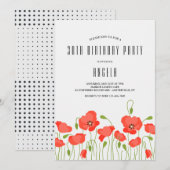 Red Poppies Birthday Party Kaart (Voorkant / Achterkant)