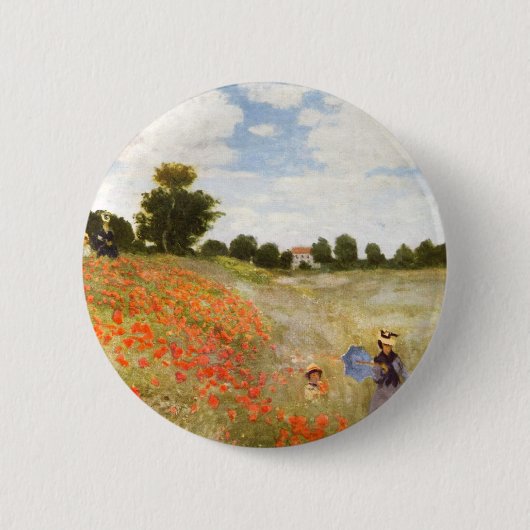 Red Poppies Blooming - Claude Monet Ronde Button 5,7 Cm (Voorkant)