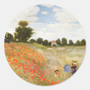 Red Poppies Blooming - Claude Monet Ronde Sticker