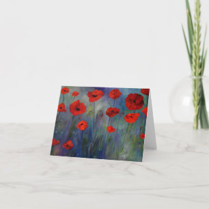 Red Poppies Blue Fog Fine Art Kaart
