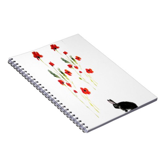 Red Poppies Bunny Rabbit Floral Notitieboek (Rechterzijde)