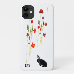 Red Poppies Bunny Rabbit op maat iPhone 11 Hoesje