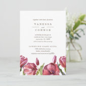 Red Poppies Elegant Boho Floral Wedding Kaart (Staand voorkant)