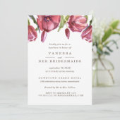 Red Poppies Elegant Wedding BRIDESMAIDS Luncheon Kaart (Staand voorkant)