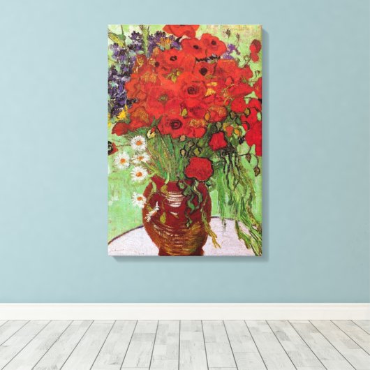 Red Poppies en Daisies door Vincent van Gogh Canvas Afdruk (Insitu (Houten vloer))
