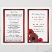 Red Poppies et Burlap Mariage Programme biné (Devant)