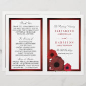 Red Poppies et Burlap Mariage Programme biné (Devant / Derrière)