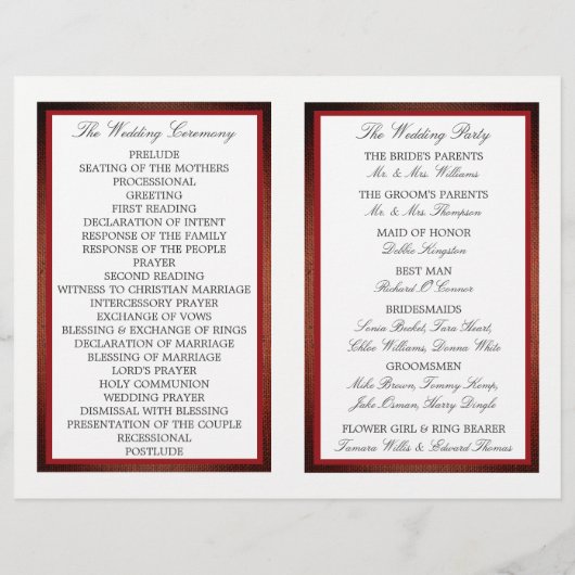 Red Poppies et Burlap Mariage Programme biné (Dos)