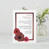 Red Poppies et Burlap Menu Mariage (Debout devant)