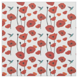 Red Poppies Fabric Stof