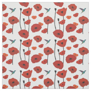 Red Poppies Fabric Stof
