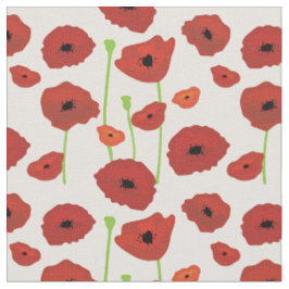 Red Poppies Fabric. Stof