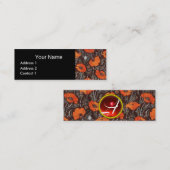 RED POPPIES Field Ruby Monogram White Black Floral Mini Visitekaartje (Voorkant / Achterkant)