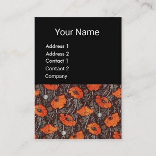 RED POPPIES Field Ruby Monogram White Black Floral Visitekaartje