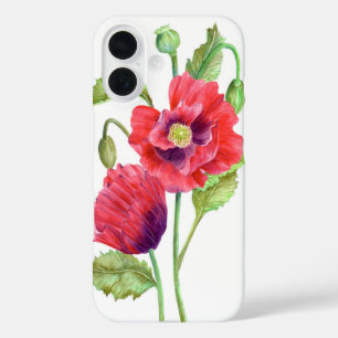 Red Poppies Floral Art iPhone 16 Hoesje