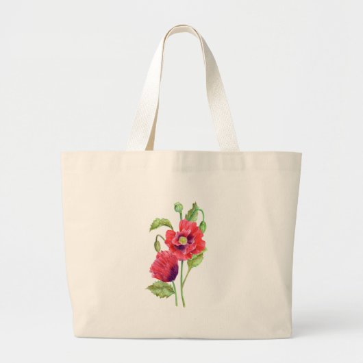 Red Poppies Floral Art Grote Tote Bag (Voorkant)