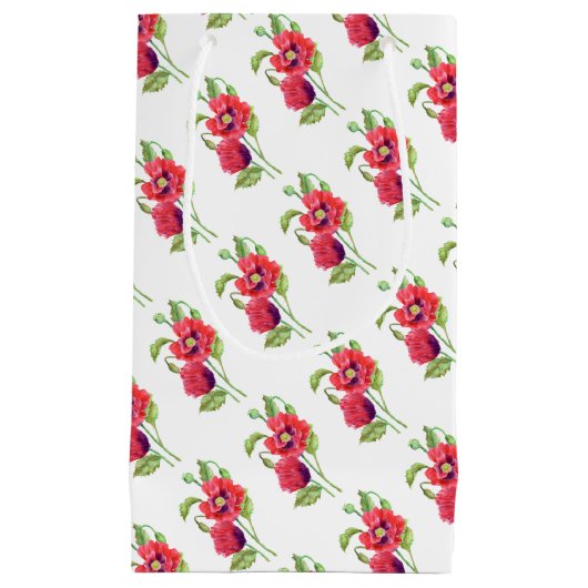 Red Poppies Floral Art Klein Cadeauzakje (Voorkant)