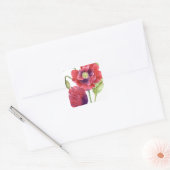 Red Poppies Floral Art Vierkante Sticker (Envelop)