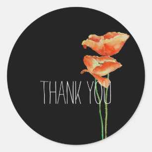 Red Poppies Floral Dank u Ronde Sticker