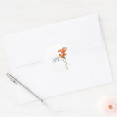 Red Poppies Floral Dank u Ronde Sticker (Envelop)