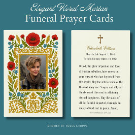 Red Poppies Floral Funeral Prayer Memorial Visitekaartje