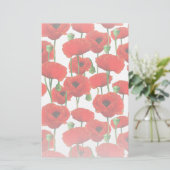 Red Poppies Floral Pattern Briefpapier (Staand voorkant)