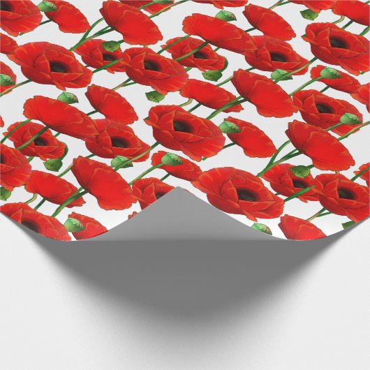 Red Poppies Floral Pattern Cadeaupapier (Hoek)