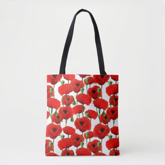 Red Poppies Floral Pattern Draagtas (Voorkant)