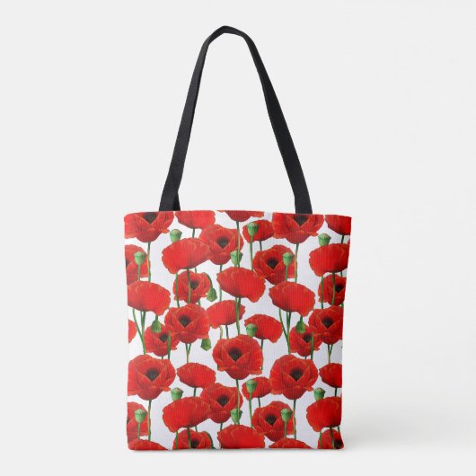 Red Poppies Floral Pattern Draagtas (Achterkant)