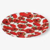 Red Poppies Floral Pattern Papieren Bordje (Gekanteld)