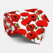 Red Poppies Floral Pattern Stropdas (Opgerold)