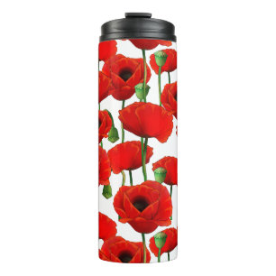 Red Poppies Floral Pattern Thermosbeker