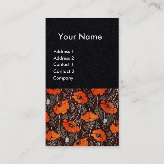 RED POPPIES Floral Ruby Monogram White Paper Visitekaartje (Voorkant)