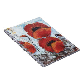 Red Poppies flower poppy notitieblok Notitieboek