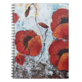 Red Poppies flower poppy notitieblok Notitieboek