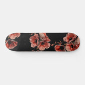 Red Poppies Flowers Black Skateboard (Horizontaal)