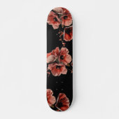 Red Poppies Flowers Black Skateboard (Voorkant)