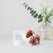 Red Poppies Flowers Silver Visitekaartje (Staand voorkant)