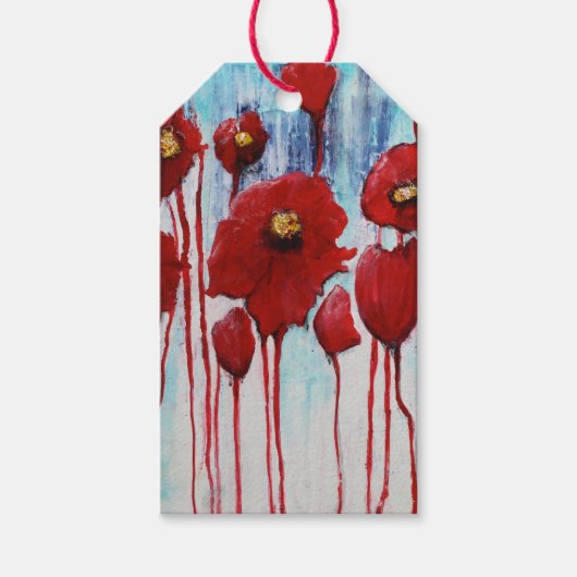 Red Poppies Gift labels Cadeaulabel (Voorkant)
