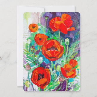 Red Poppies Impasto Art Floral Kaart
