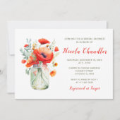 Red Poppies Mason Jar Vrijgezellenfeest Kaart (Voorkant)