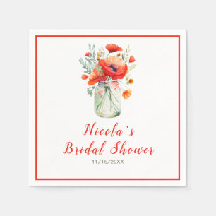 Red Poppies Mason Jar Vrijgezellenfeest Servet