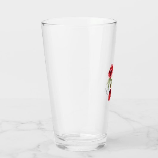 Red Poppies Monogram Weddenschap Glas (Rechts)