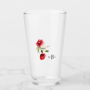 Red Poppies Monogram Weddenschap Glas