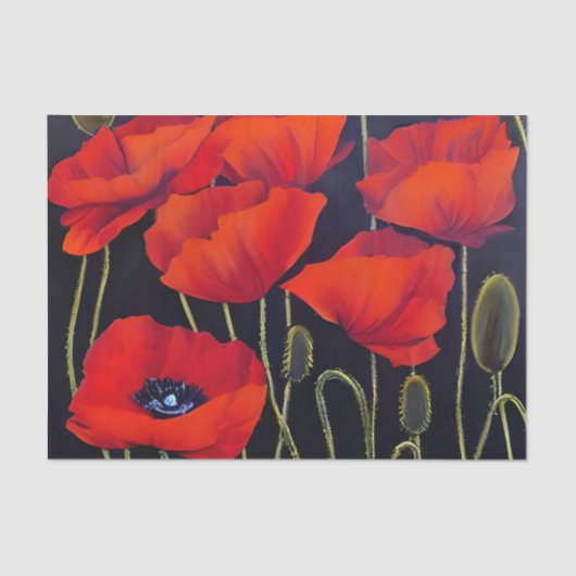 Red Poppies Planten Art Tissuepapier (Voorkant)