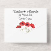 Red Poppies Poppy Modern Elegant Floral All In One Uitnodiging (Achterkant)