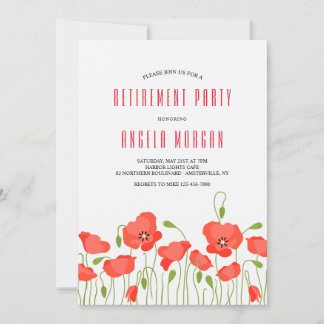 Red Poppies Retraite Party Invitation