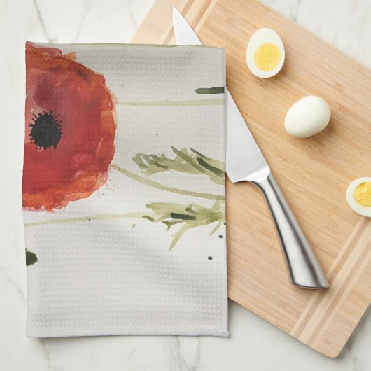 Red Poppies Tea Towel Theedoek (Quarter Fold)