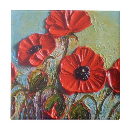 Red Poppies Tile Tegeltje (Voorkant)