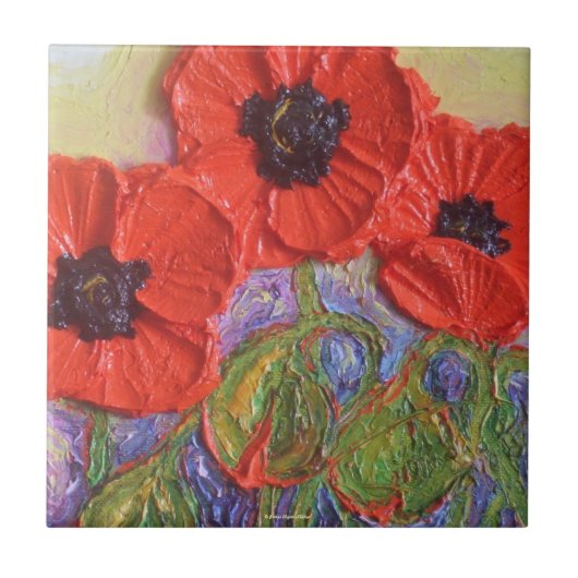 Red Poppies Tile Tegeltje (Voorkant)